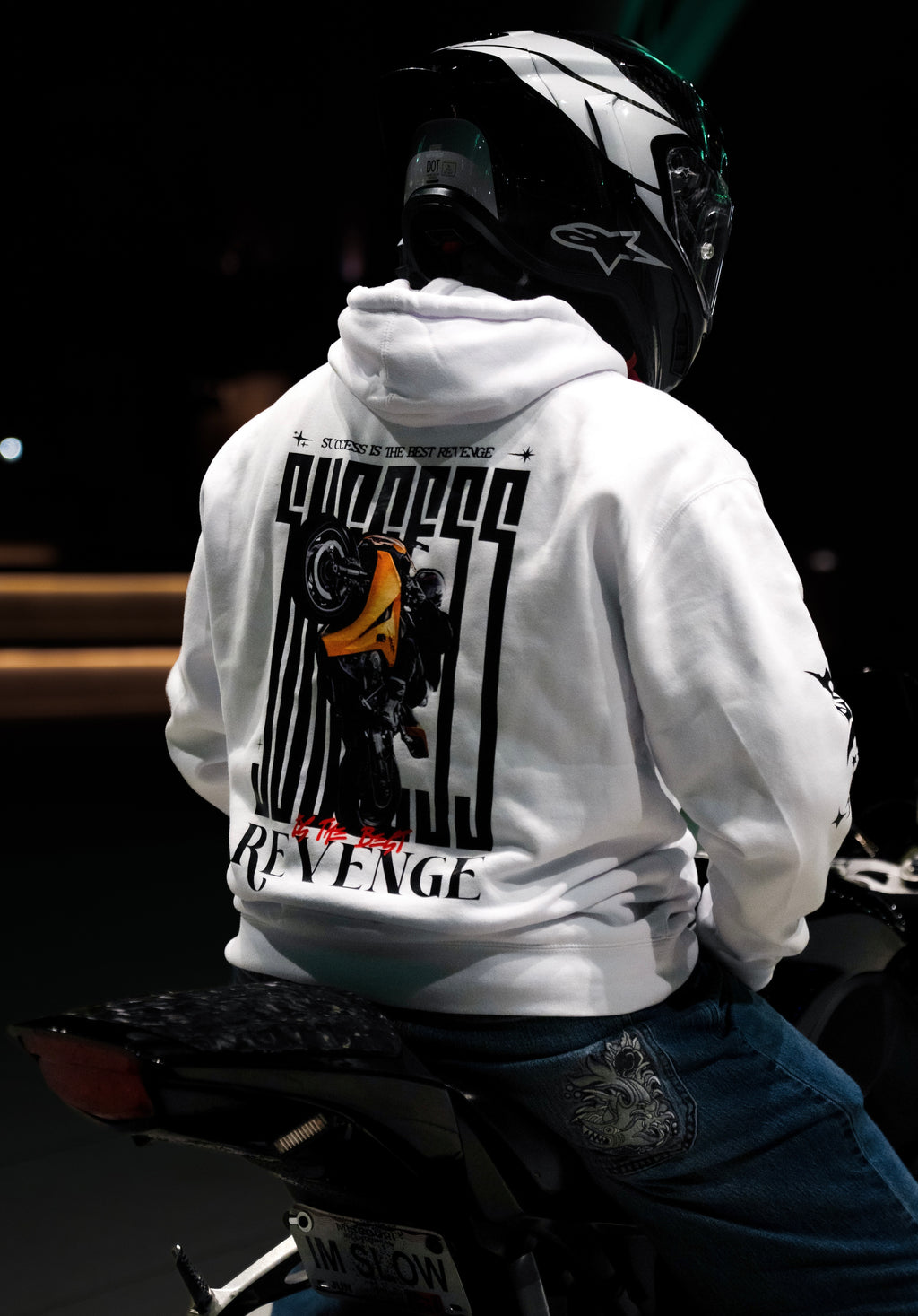 WHITE 'SUCCESS IS THE BEST REVENGE' HOODIE