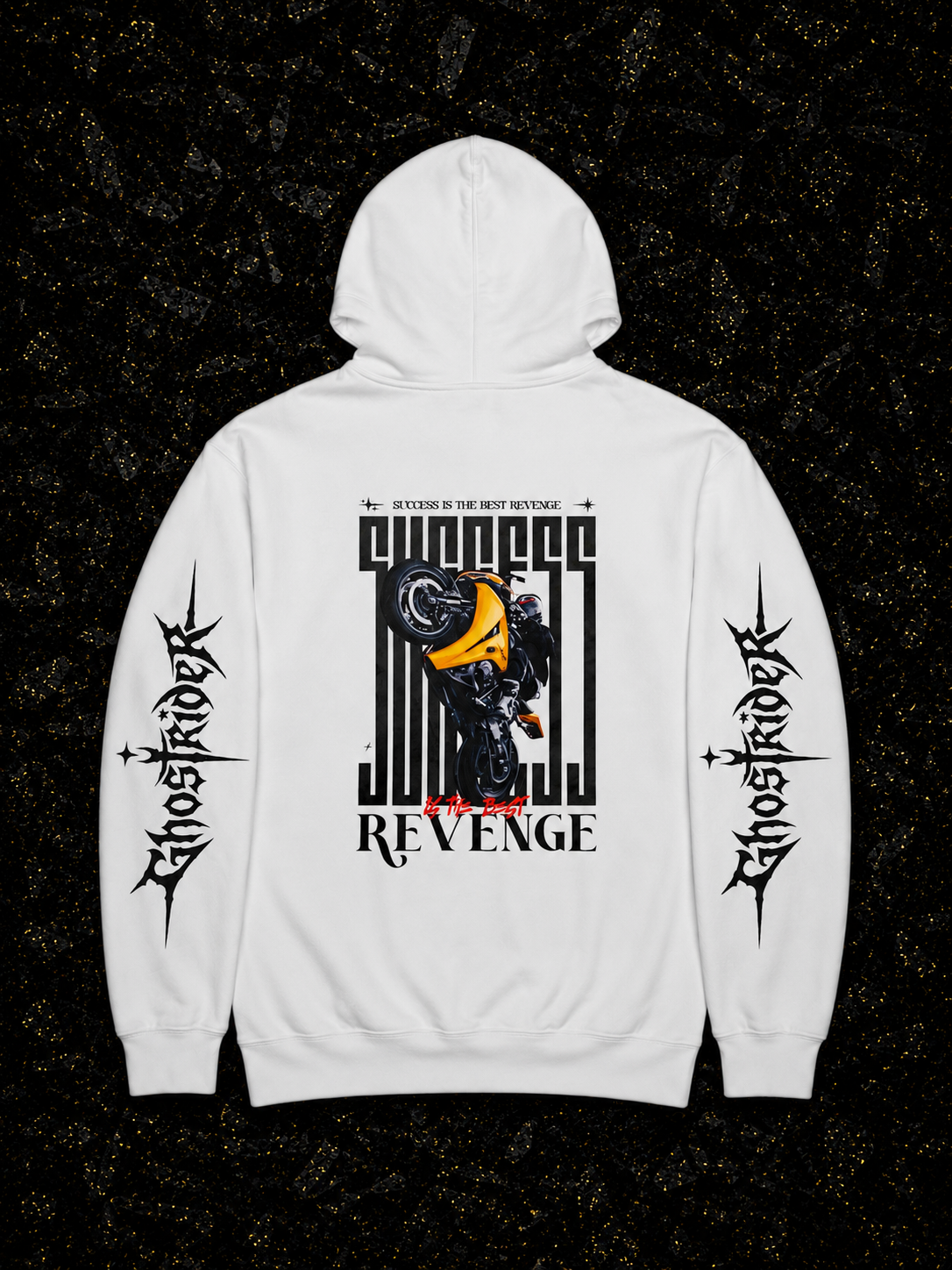 WHITE 'SUCCESS IS THE BEST REVENGE' HOODIE