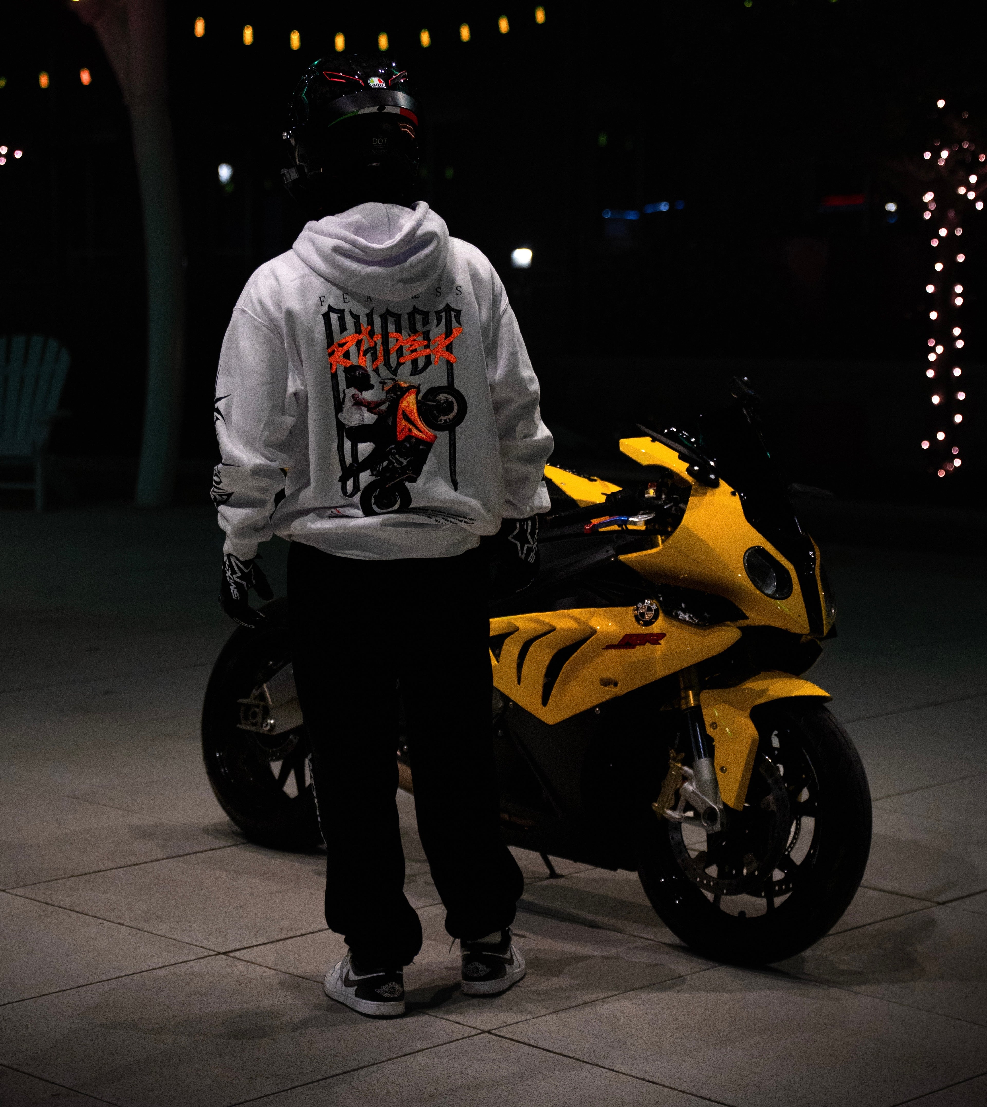 WHITE 'FEARLESS GHOSTRIDER' HOODIE