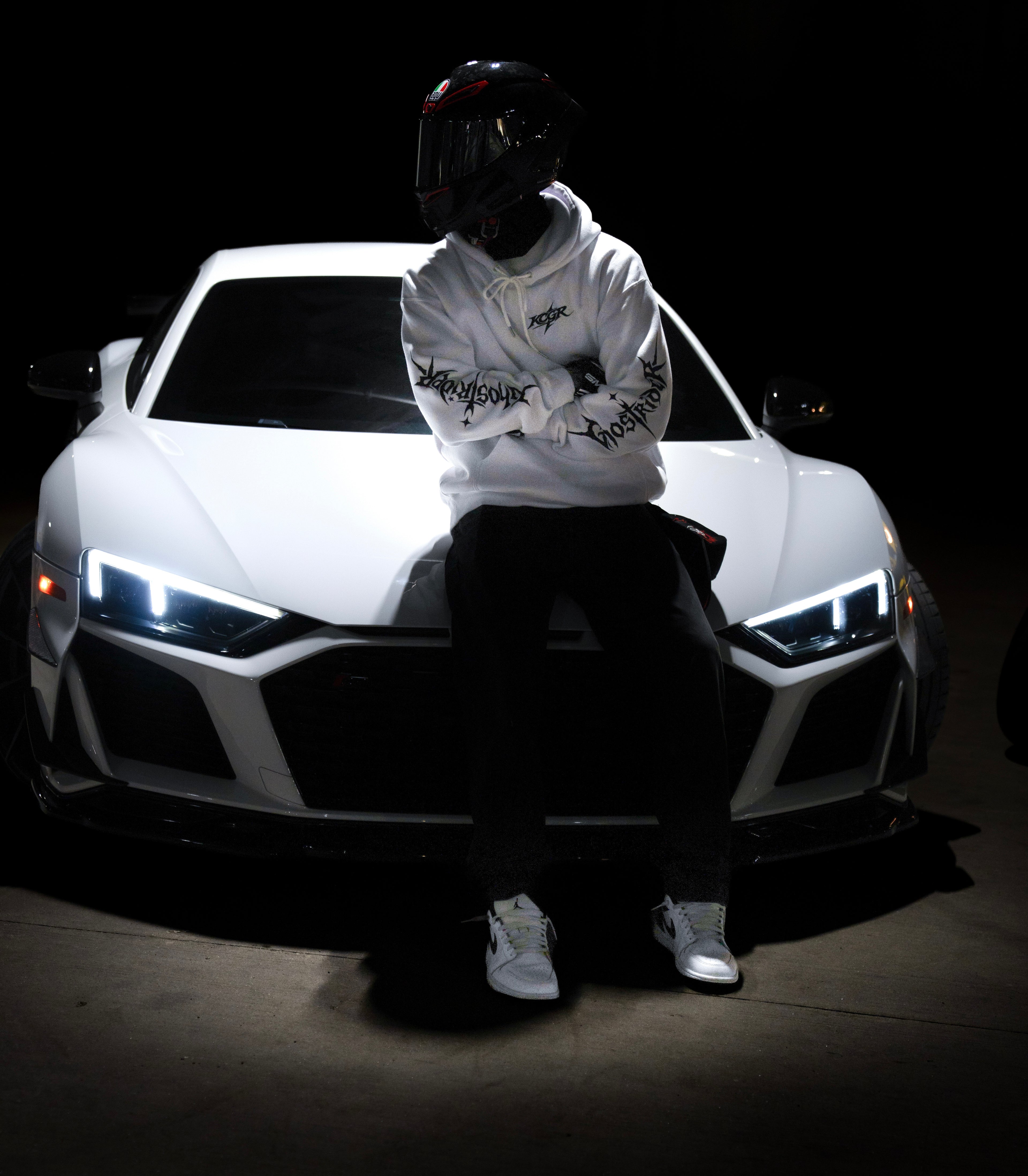 WHITE 'FEARLESS GHOSTRIDER' HOODIE