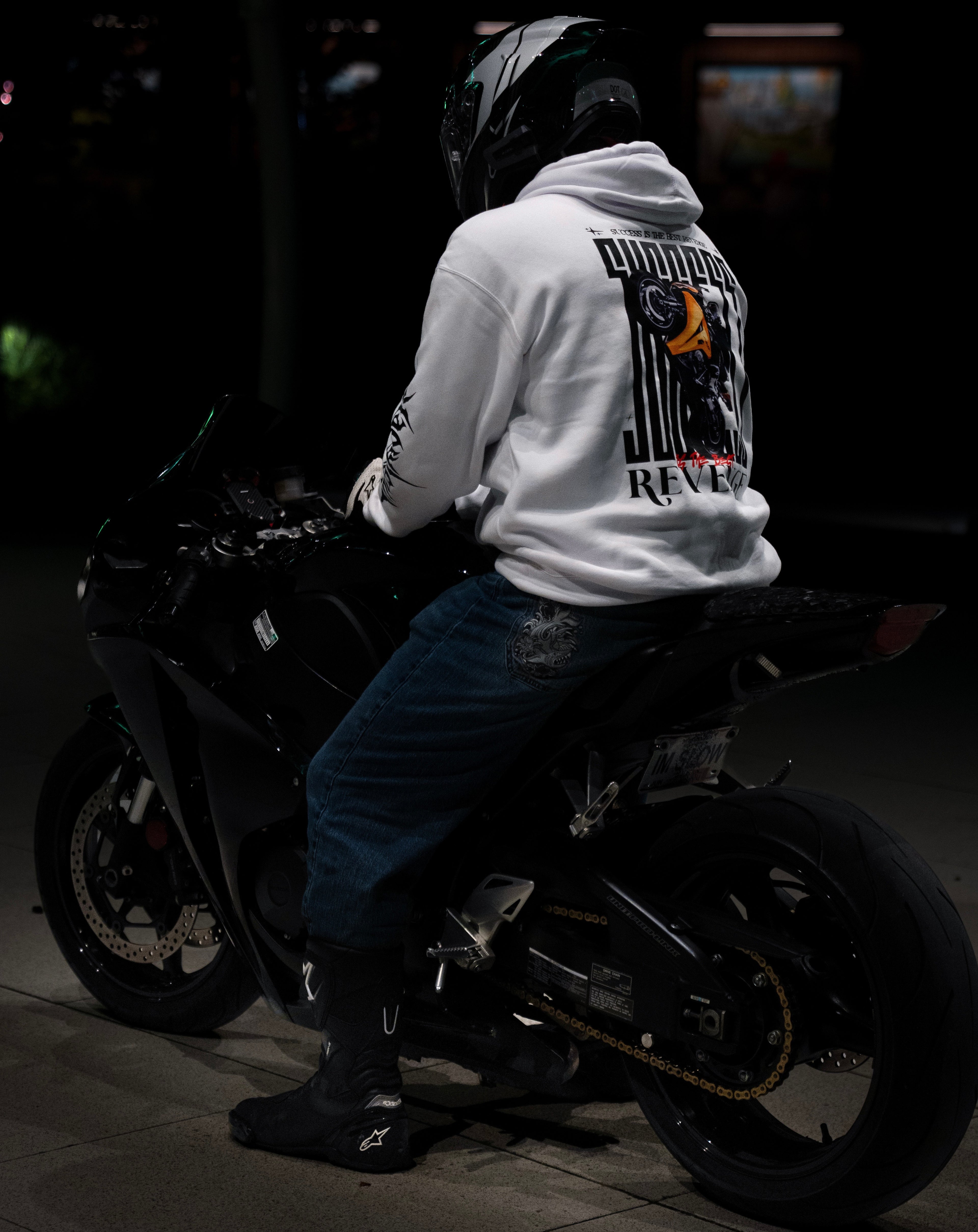 WHITE 'SUCCESS IS THE BEST REVENGE' HOODIE