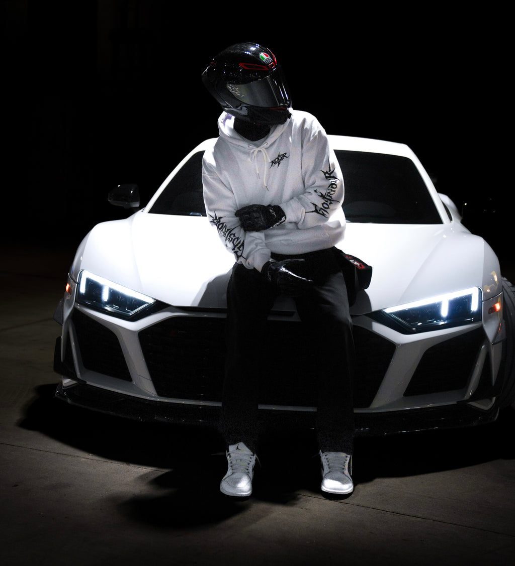 WHITE 'FEARLESS GHOSTRIDER' HOODIE