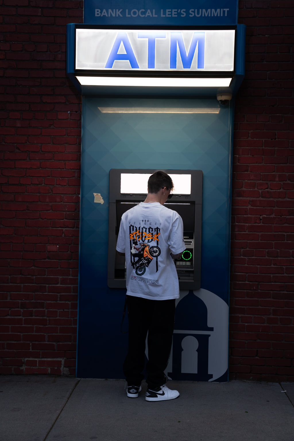 WHITE 'FEARLESS GHOSTRIDER' T SHIRT