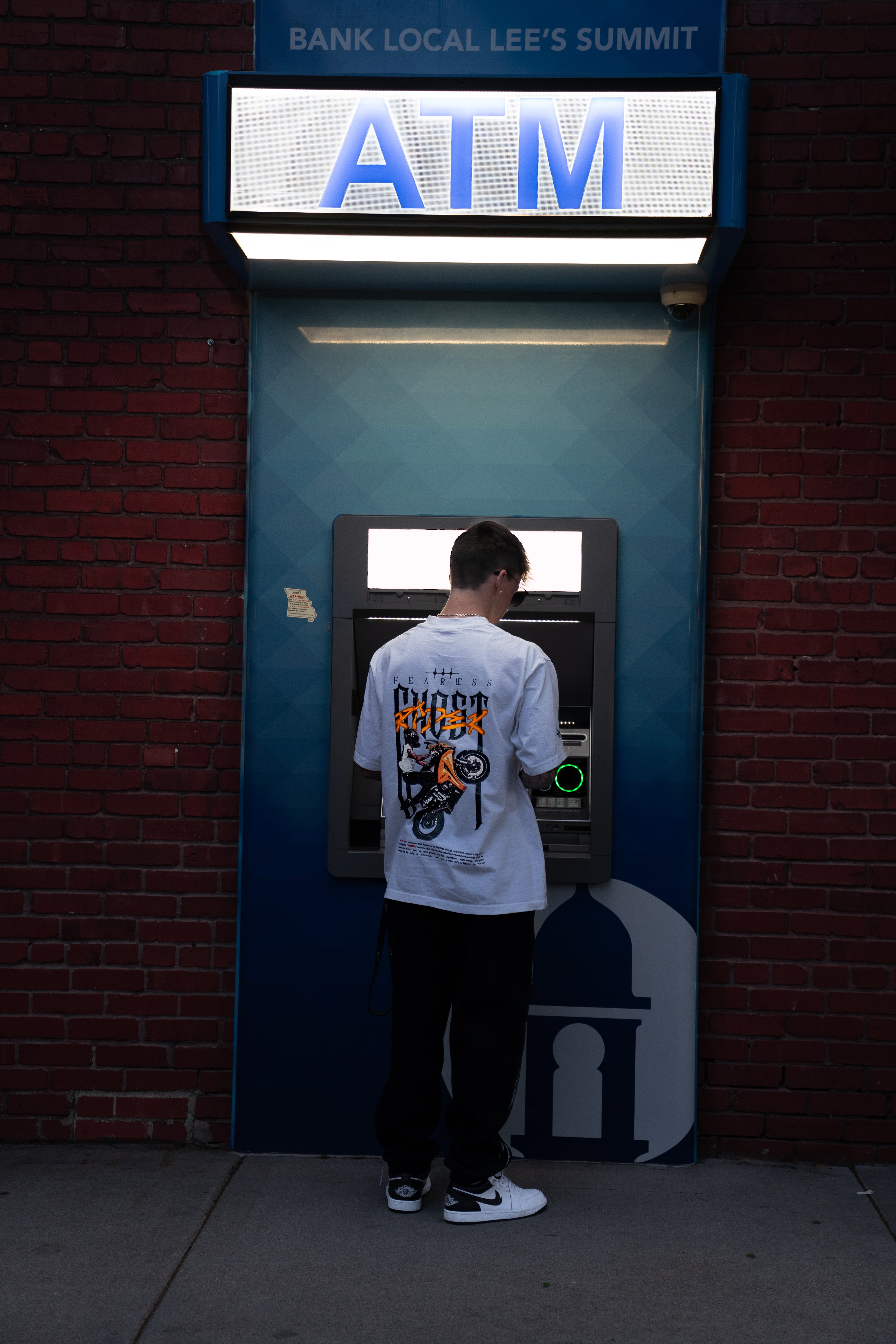 WHITE 'FEARLESS GHOSTRIDER' T SHIRT