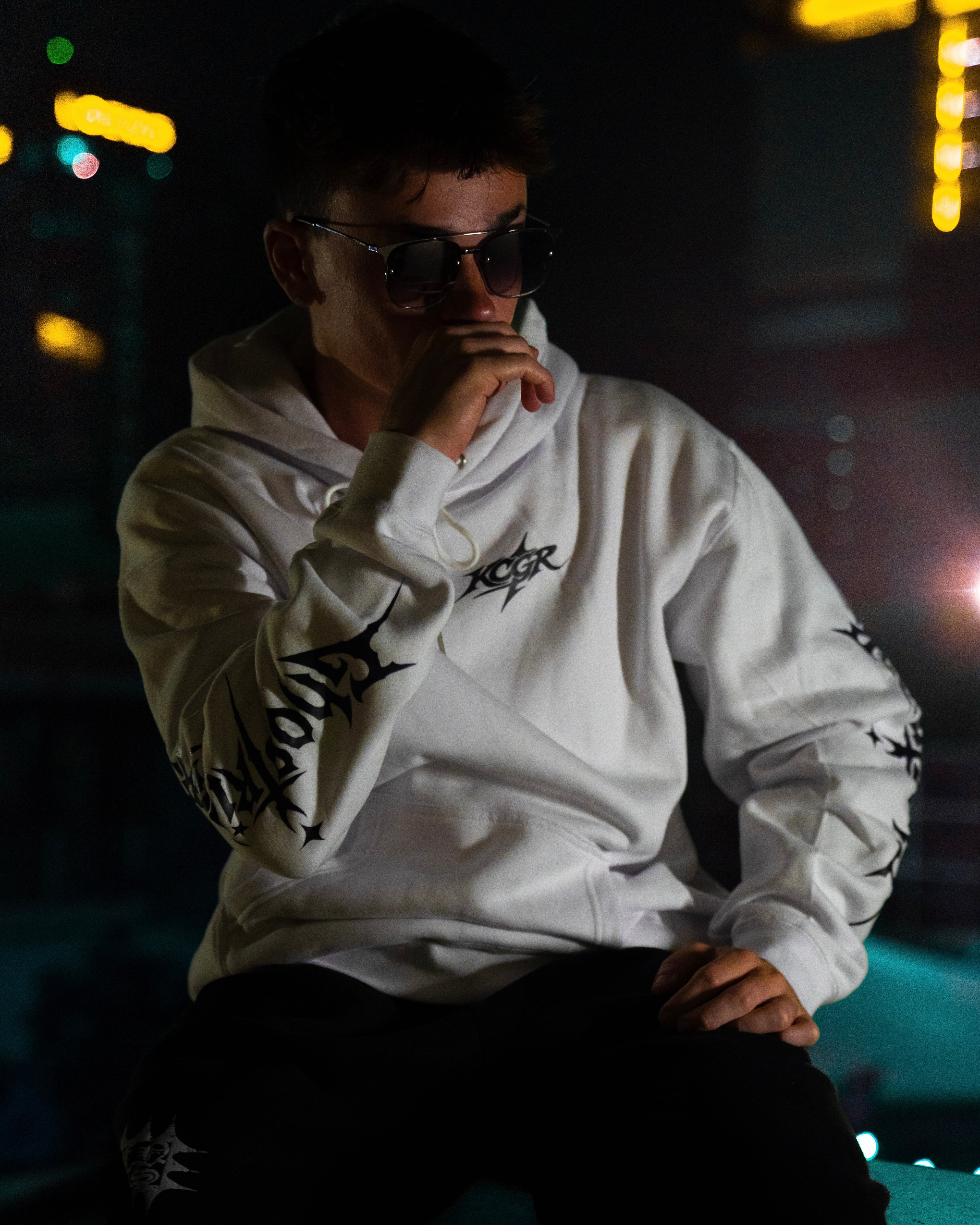 WHITE 'FEARLESS GHOSTRIDER' HOODIE
