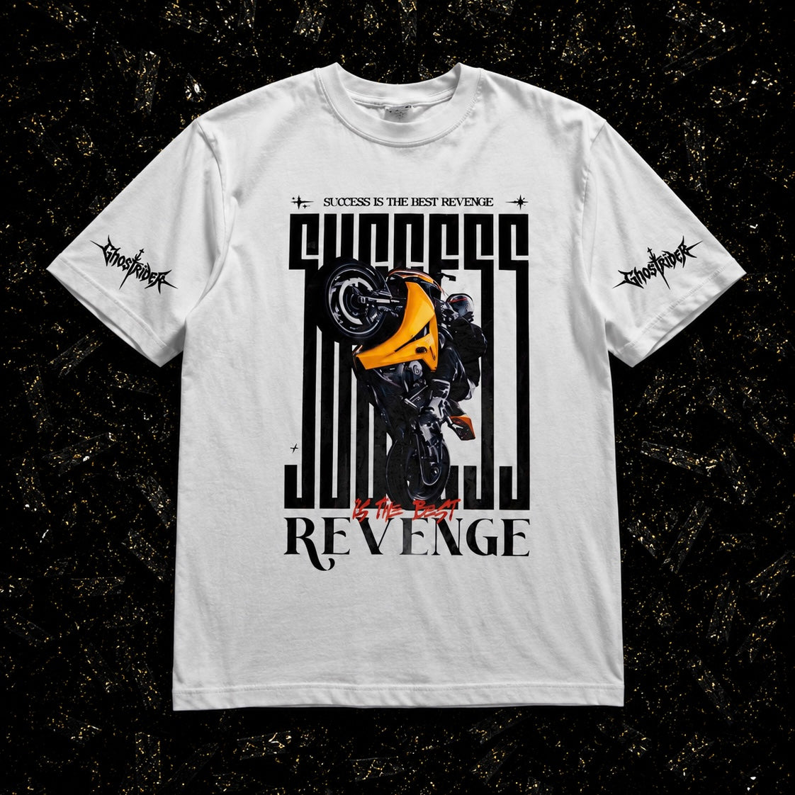 WHITE 'SUCCESS IS THE BEST REVENGE' T SHIRT