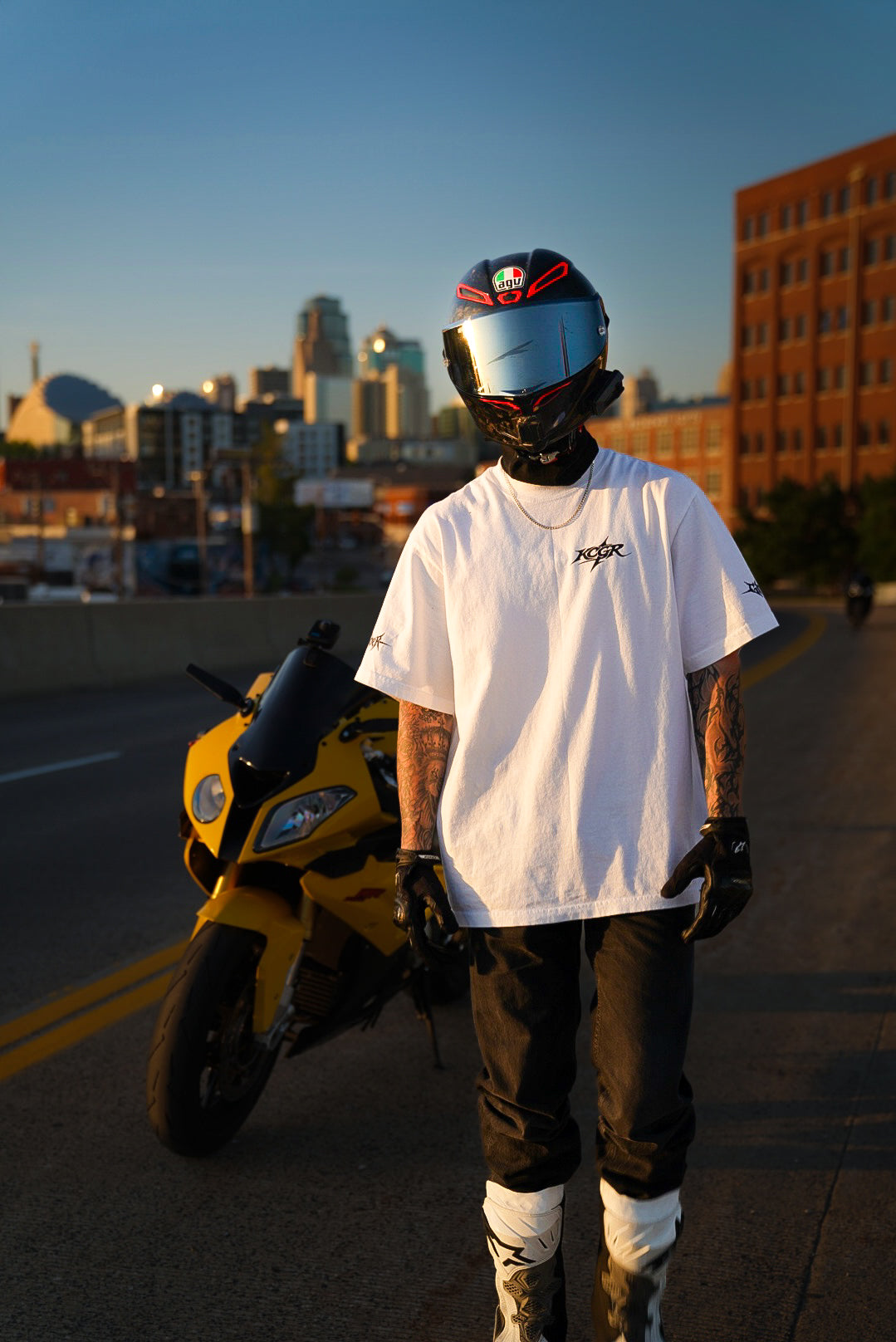 WHITE 'FEARLESS GHOSTRIDER' T SHIRT